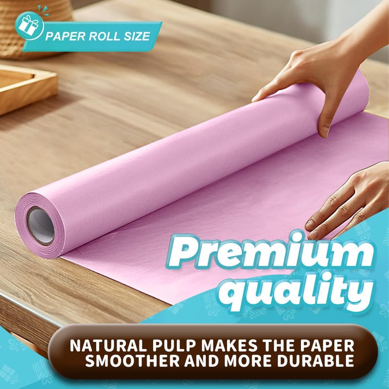 PH PERKHOMY PerkHomy Light Pink Kraft Paper Roll 17.5" x 760" (63') for Gift Wrapping Bouquet Flower Art Painting Craft Writing Packaging Shipping 80GSM 55LB (Light Pink, 17.5" x 63') - Image 3