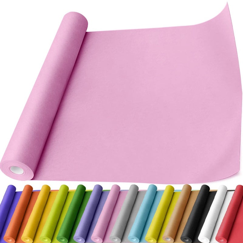 PH PERKHOMY PerkHomy Light Pink Kraft Paper Roll 17.5" x 760" (63') for Gift Wrapping Bouquet Flower Art Painting Craft Writing Packaging Shipping 80GSM 55LB (Light Pink, 17.5" x 63') - Image 1
