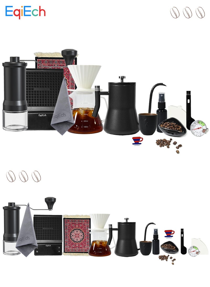 EqiEch V60 Pour Over Coffee Maker Set, Hand Brew Coffee Set, Drip Coffee Machine Set, Coffee Grinder Coffee Kettle V60 Coffee Dripper Server Pot - Image 2