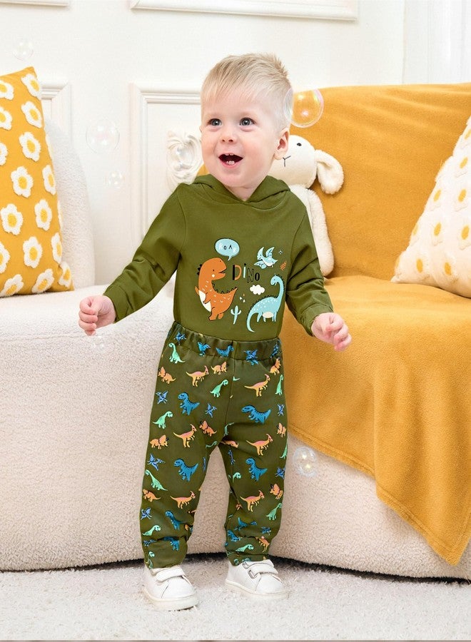 Latnnut Baby Boy Clothes Newborn Infant Boys Outfits Dinosaur Print Long Sleeve Romper Pants 2PC Set 12-18 Month Clothing Gift Green - Image 5
