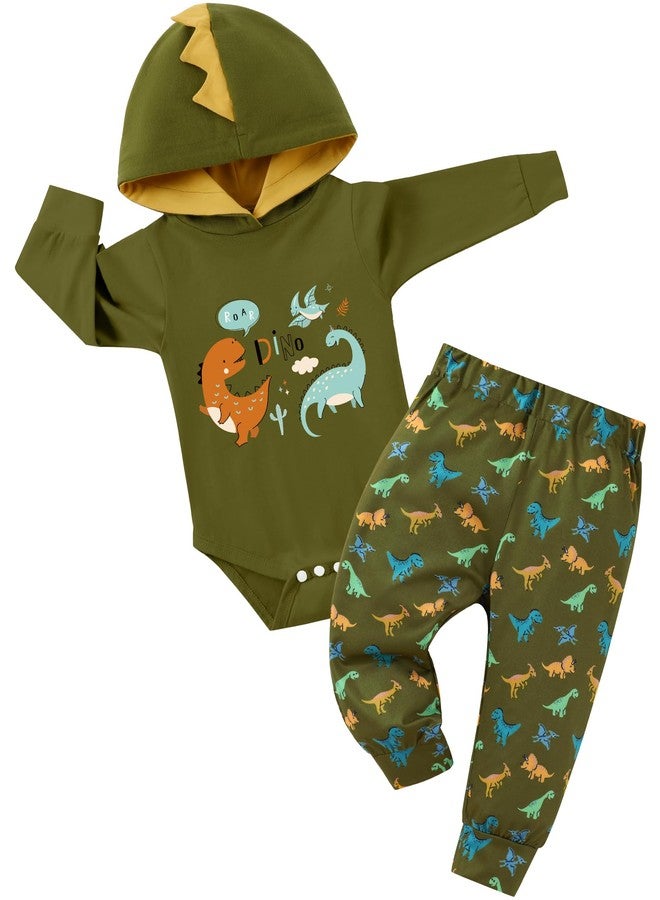 Latnnut Baby Boy Clothes Newborn Infant Boys Outfits Dinosaur Print Long Sleeve Romper Pants 2PC Set 12-18 Month Clothing Gift Green - Image 1