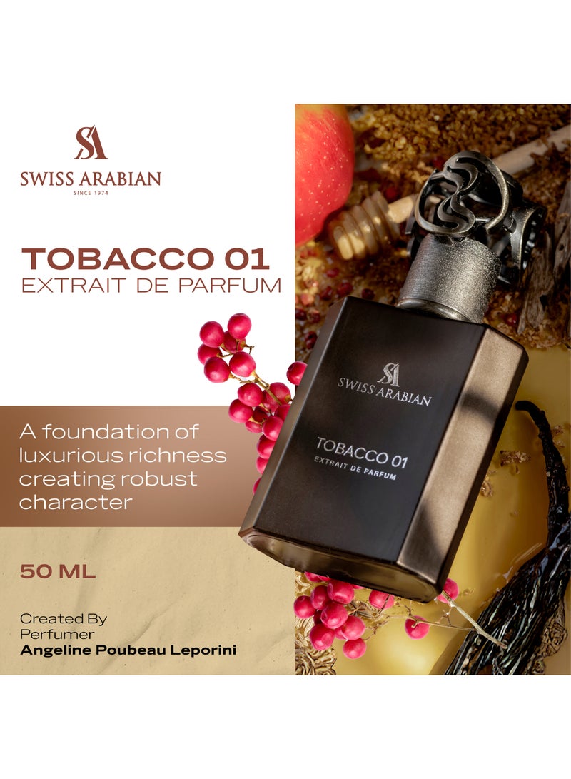 SWISS ARABIAN Tobacco 01 Extrait de Parfum, 50ml, Premium Quality Perfume, Unisex Fragrance, Oriental, Woody, Luxurious Blend Perfume for Women and Men - Image 2