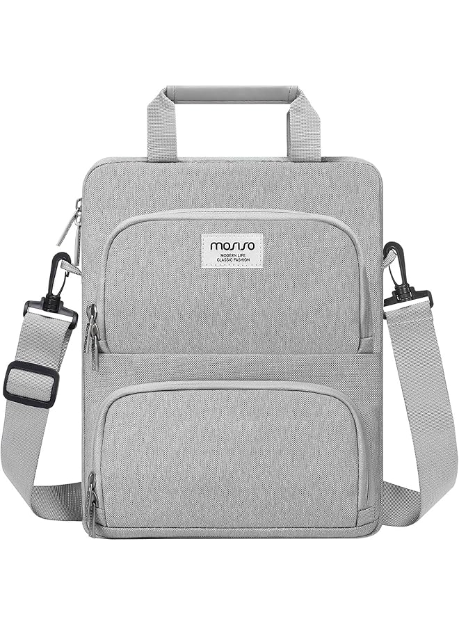 موسيسو حقيبة كتف عمودية واقية 360 درجة متوافقة مع آيباد برو 12.9 بوصة M2 وM1 الجيل السادس والخامس والرابع والثالث 2022 2018 وسيرفس برو 12.3 بوصة × 7 6 5 4 3 2 1 مع جيبين منحنيين باللون الرمادي - Image 1