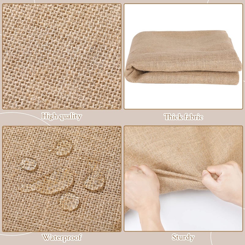 Kingdder Natural Burlap Tablecloth Farmhouse Fall Rectangle Burlap Table Cover Rustic Jute Tablecloth for Thanksgiving Autumn Harvest Holiday Party Kitchen Indoor Home Table(1 Pcs,63 x 108 Inch) - Image 3