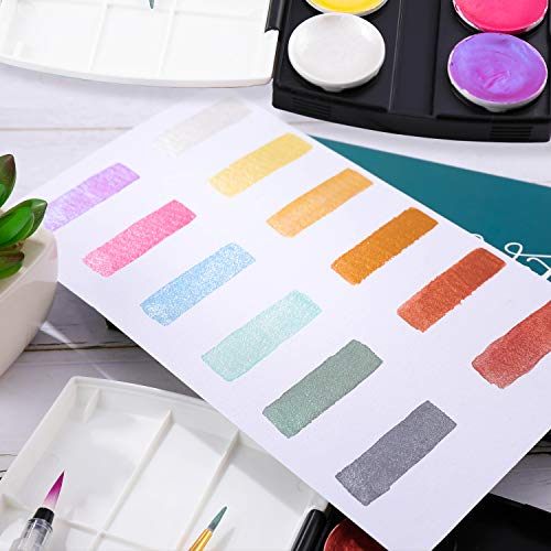 Dyvicl Glitter Metallic Watercolor Paint Set, 12 Shimmer Color Shifting Watercolors, Portable Box with Water Brush, Sparkle Watercolor Paints for Painting, Illustrating, Card Making, Coloring Books - Image 3