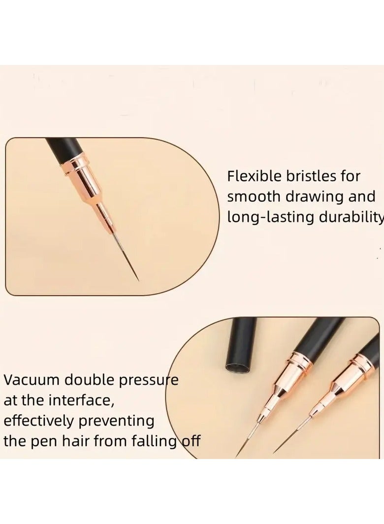 Goolsky 5pcs Nail Art Brushes Details, Long Nail Art Line Brush Manicure Gel Fine Design, Thin Nail Design Brush Set Gel Polish Painting Pen Nail Brush Nail Art Size 5/8/12/20/25mm - Image 4