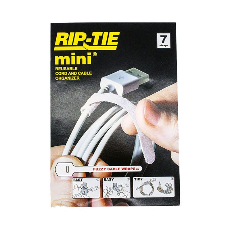 RIP-TIE Mini 1/4" x 3-1/2" Cable Tie Perfect for USB Cable, Earbud Cords, Cell Phone Cord 7 Pack White - Image 5
