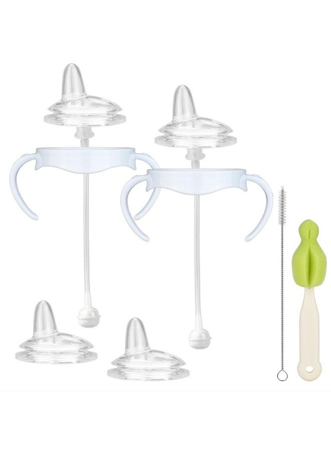 Ullnosoo 4 Pack Sippy Cup Nipples Kit for Philips Avent Natural Baby Bottle, Toddler Transition Kit with 4 Soft Straw Nipple, 2 Weighted Straw, 2 Bottle Handle, 2 Cleaning Brush - Image 1
