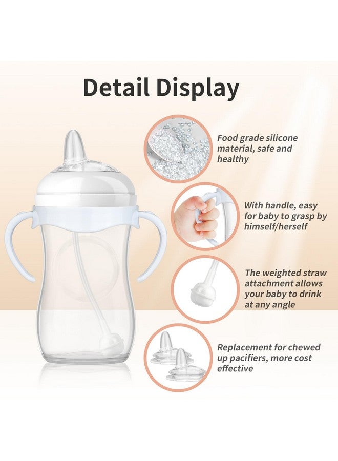 Ullnosoo 4 Pack Sippy Cup Nipples Kit for Philips Avent Natural Baby Bottle, Toddler Transition Kit with 4 Soft Straw Nipple, 2 Weighted Straw, 2 Bottle Handle, 2 Cleaning Brush - Image 2