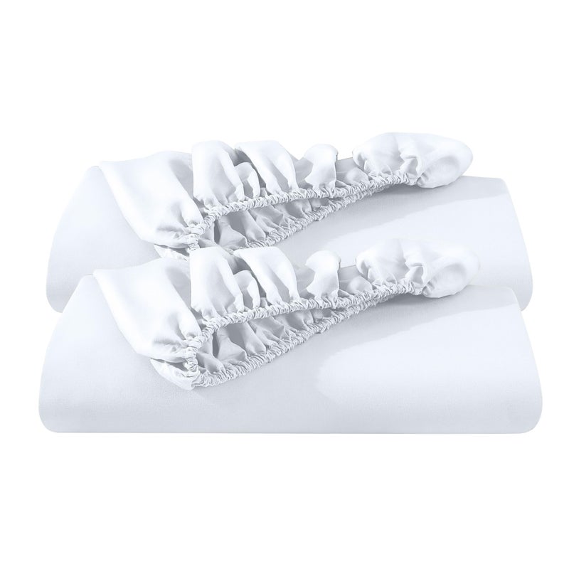 Bare Home Bare Home 2Pack Fitted Bottom Sheets Queen  Premium 1800 UltraSoft Wrinkle Resistant Microfiber  Deep Pocket Queen White 