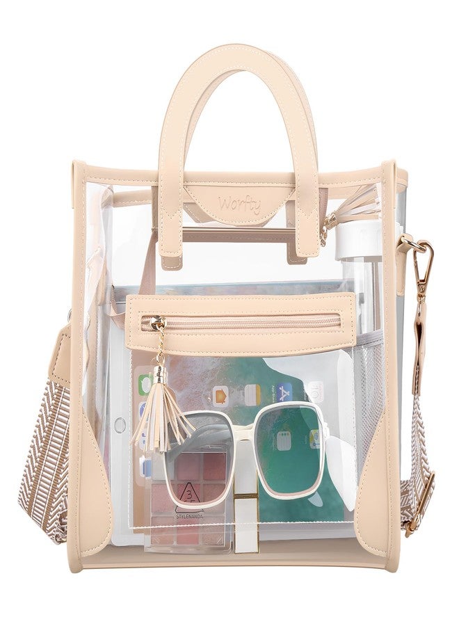 worfty Large Clear Tote Bag, Clear Purse Handbag Crossbody Bag for Women Stadium Events Approved - Image 1