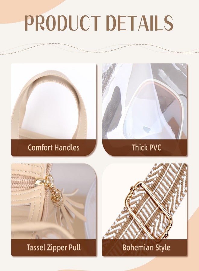 worfty Large Clear Tote Bag, Clear Purse Handbag Crossbody Bag for Women Stadium Events Approved - Image 5