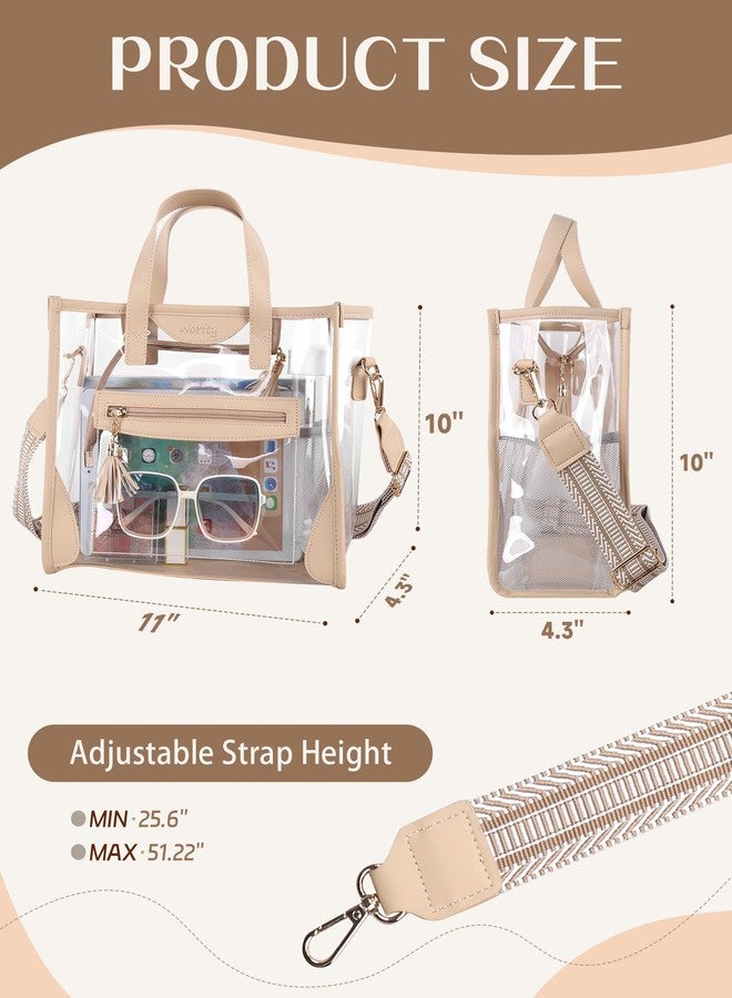 worfty Large Clear Tote Bag, Clear Purse Handbag Crossbody Bag for Women Stadium Events Approved - Image 4
