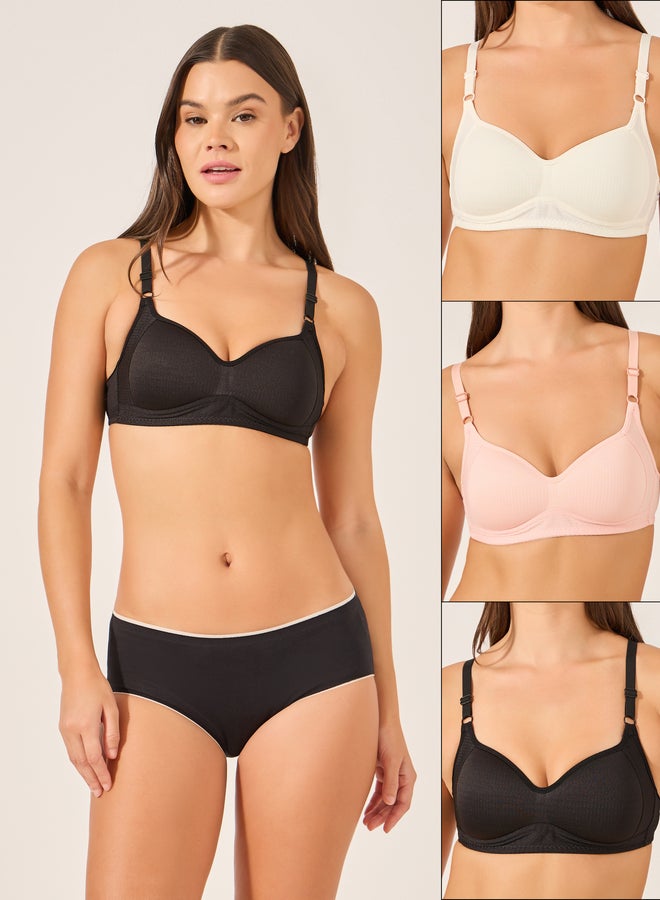 Styli Pack of 3 - Padded Non-Wired T-Shirt Bra  - Image 1