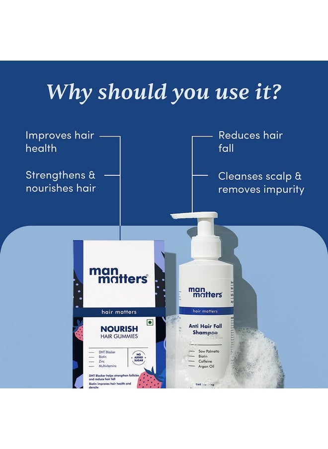 Man Matters - Biotin Hair Gummies [30N] & Anti Hair Fall Shampoo [200Ml] ; With Dht Blocker Biotin Caffeine ; Stage 1 Hair Loss Kit ; Improves Scalp Health Strengthens Hair Reduces Hair Fall - Image 1