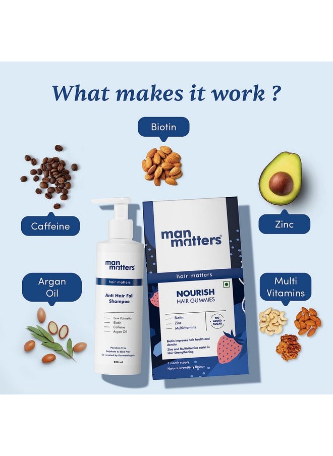 Man Matters - Biotin Hair Gummies [30N] & Anti Hair Fall Shampoo [200Ml] ; With Dht Blocker Biotin Caffeine ; Stage 1 Hair Loss Kit ; Improves Scalp Health Strengthens Hair Reduces Hair Fall - Image 1