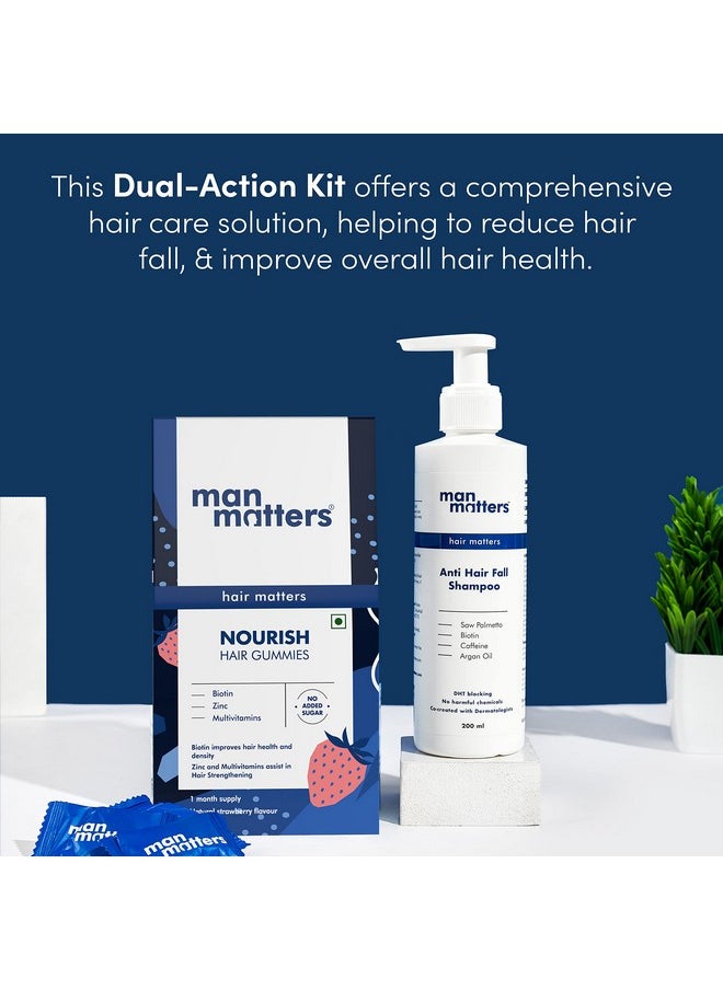 Man Matters - Biotin Hair Gummies [30N] & Anti Hair Fall Shampoo [200Ml] ; With Dht Blocker Biotin Caffeine ; Stage 1 Hair Loss Kit ; Improves Scalp Health Strengthens Hair Reduces Hair Fall - Image 1