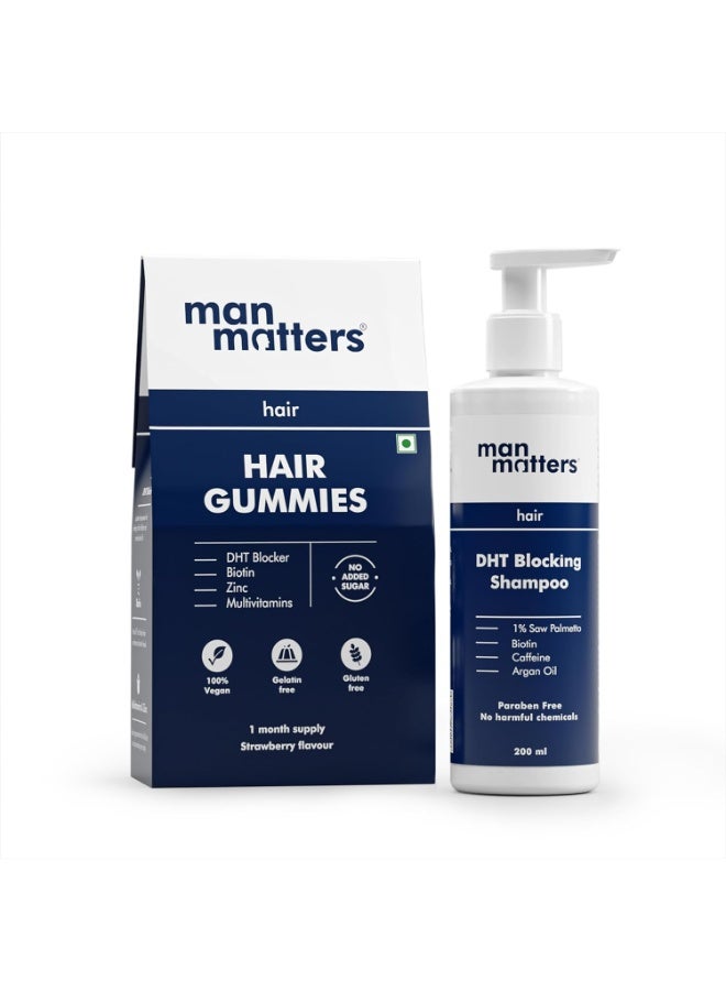 Man Matters جواهر الشعر البيوتين [30N] وشامبو مضاد لتساقط الشعر [200 مل] ; مع مثبط DHT البيوتين والكافيين ; مجموعة المرحلة 1 لتساقط الشعر ; يحسن صحة فروة الرأس يقوي الشعر يقلل من تساقط الشعر - Image 3