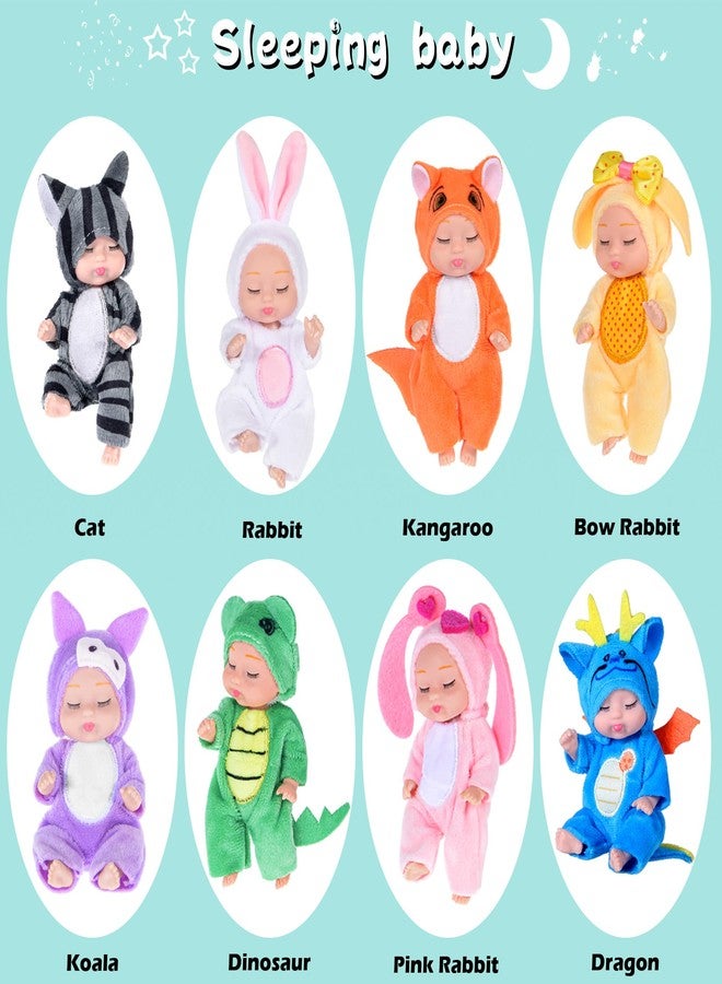 dollbie 8 Pack Mini Baby Dolls - 4 inch Animal Theme Lifelike Baby Dolls for Girls - Image 3