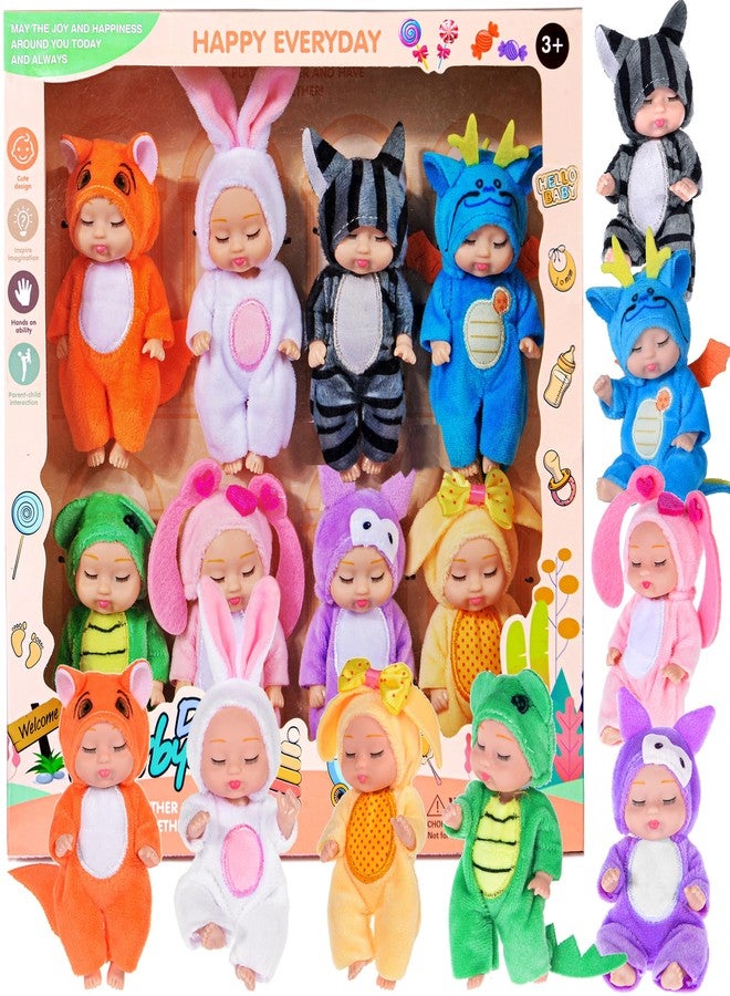dollbie 8 Pack Mini Baby Dolls - 4 inch Animal Theme Lifelike Baby Dolls for Girls - Image 1