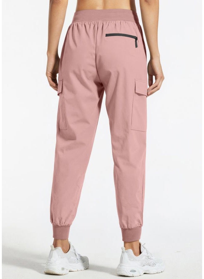 Libin Women's Cargo Joggers Lightweight Quick Dry Hiking Pants Athletic Workout Lounge Casual Outdoor, Light Pink M - Image 3
