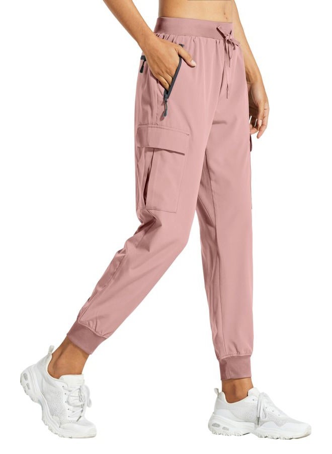 Libin Women's Cargo Joggers Lightweight Quick Dry Hiking Pants Athletic Workout Lounge Casual Outdoor, Light Pink M - Image 1