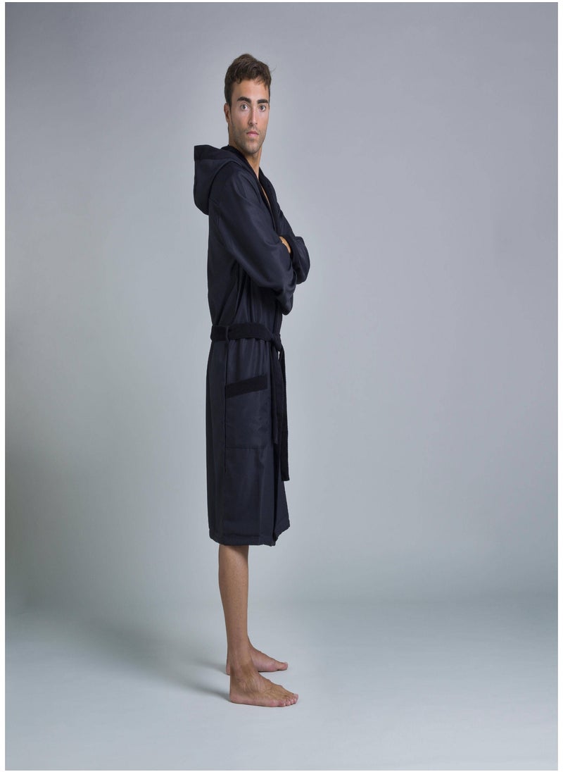 NABAIJI NABAIJI by DECATHLON, Men's Bathrobe Soft & Comfortable Black  - Image 2