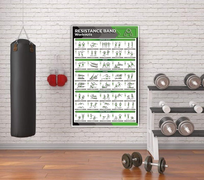 PIXELARTZ ملصق حائط تحفيزي لتمارين حبال المقاومة ورسوم توضيحية لبناء الأجسام ملصقات صالة الألعاب الرياضية بجودة HD للمنزل، المكتب، الغرفة، حائط الصالة الرياضية - Image 3
