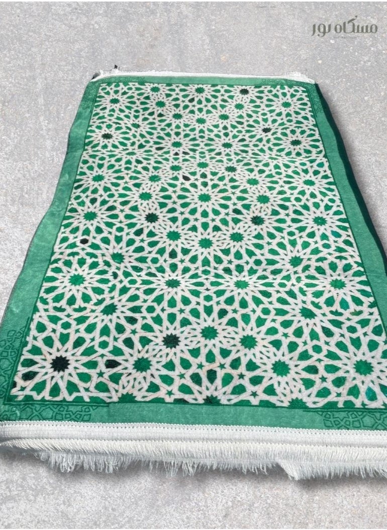 Mishkat Noor Prayer Mat – RAWDAH Model | Elegant Green | Soft Fabric (110x70 cm) | High-Resolution Islamic Geometric Patterns - pzsku/ZE193996CD5A252096846Z/45/1741426082/233bfe5c-5c44-4ea9-a329-046d15e25e93