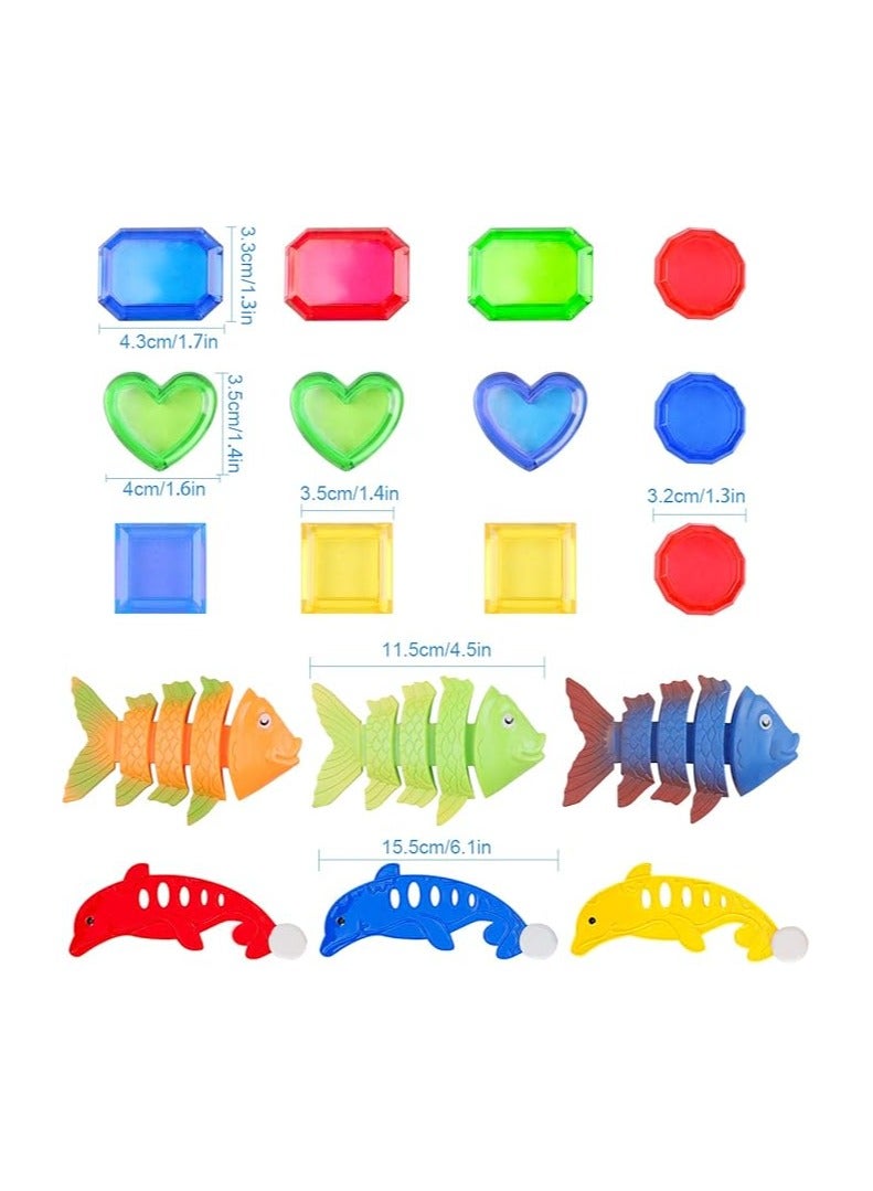 كتيكيوت 34 قطعة من ألعاب السباحة والغوص للأطفال، ألعاب تدريب السباحة والغوص تحت الماء، تتضمن 5 عصي غوص و4 حلقات غوص و4 طوربيدات و3 أعشاب بحرية و3 دلافين و3 أسماك و12 حجرًا كريمًا - Image 4