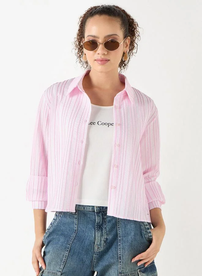 Lee Cooper Striped Shirt with Long Sleeves and Button Closure