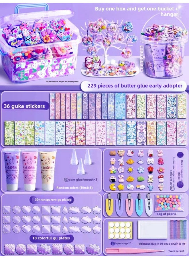 Goka Sticker Set Goka Cream Glue Sticker Hand Account Diy Material Storage Box Children's Toys Birthday Gift-Color:Cream Gel Hairpin Taste 229 Pieces To Send Rack [buy A Box To Send A Bucket]]  - Image 1