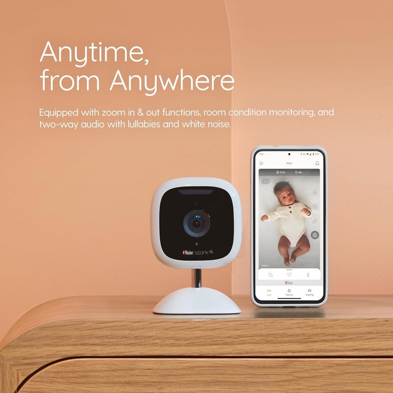 Stork Masimo Baby Monitor Camera White  QHDHires 24hr Video Camera Zoom inOut 2Way Audio Room Condition Alerts Remote App Streaming Discontinued - Image 2