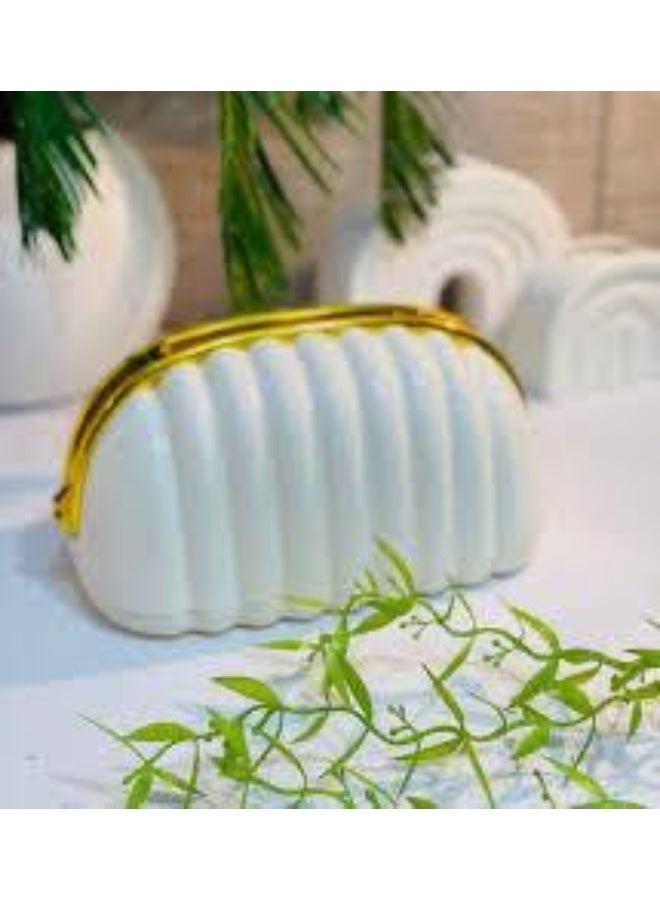 Generic Shell-themed Slim & Lightweight Living Room Tissue Box, Multi, Plastic, RectangularChic Tissue Box with Bow Decorative Handbag with Zipper for Easy Use and Storage of Napkins.( Coler may very ) - Image 2