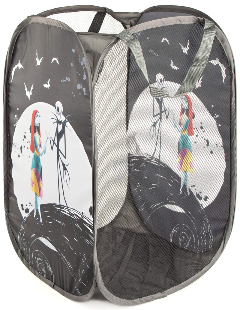 Jay Franco Disney Nightmare Before Christmas Jack & Sally Pop Up Hamper - Mesh Laundry Basket/Bag with Durable Handles (Official Disney Product) - Image 2