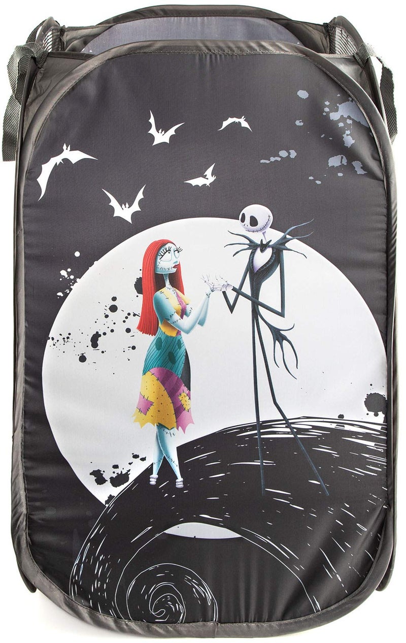 Jay Franco Disney Nightmare Before Christmas Jack & Sally Pop Up Hamper - Mesh Laundry Basket/Bag with Durable Handles (Official Disney Product) - Image 1