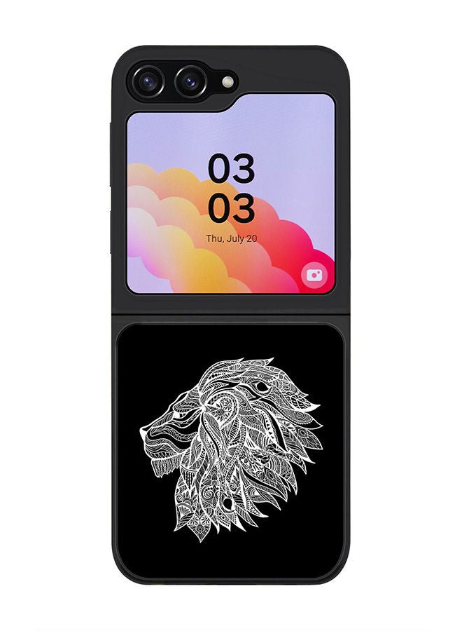 Stylizedd Rugged Black edge case for Samsung Galaxy Z Flip5, Slim fit Soft Case Flexible Rubber Edges Anti Drop TPU Gel Thin Cover -  Lion Abstract - Image 1