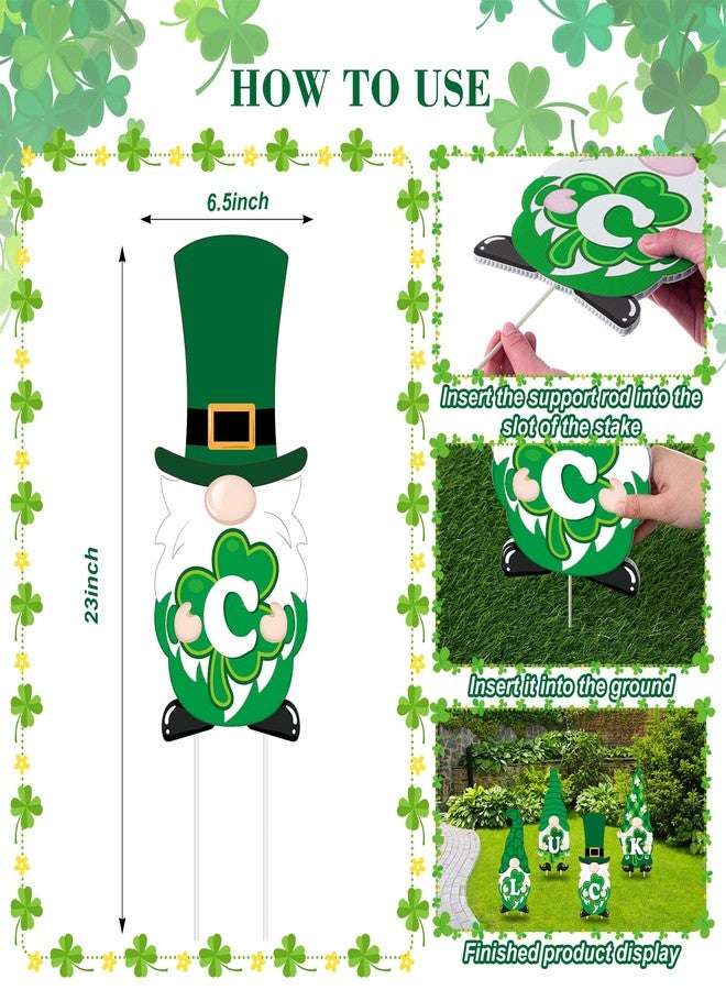 Yaocom 4 Pcs Double Sided Valentines St. Patrick's Day Garden Sign with Stakes Luck Gnome Love Gnome Outdoor Decoration 23 Inch for Valentines St. Patrick's Decor for Party Yard Lawn Patio Outdoor - Image 2