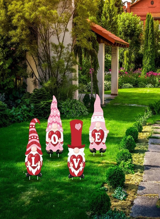 Yaocom 4 Pcs Double Sided Valentines St. Patrick's Day Garden Sign with Stakes Luck Gnome Love Gnome Outdoor Decoration 23 Inch for Valentines St. Patrick's Decor for Party Yard Lawn Patio Outdoor - Image 5