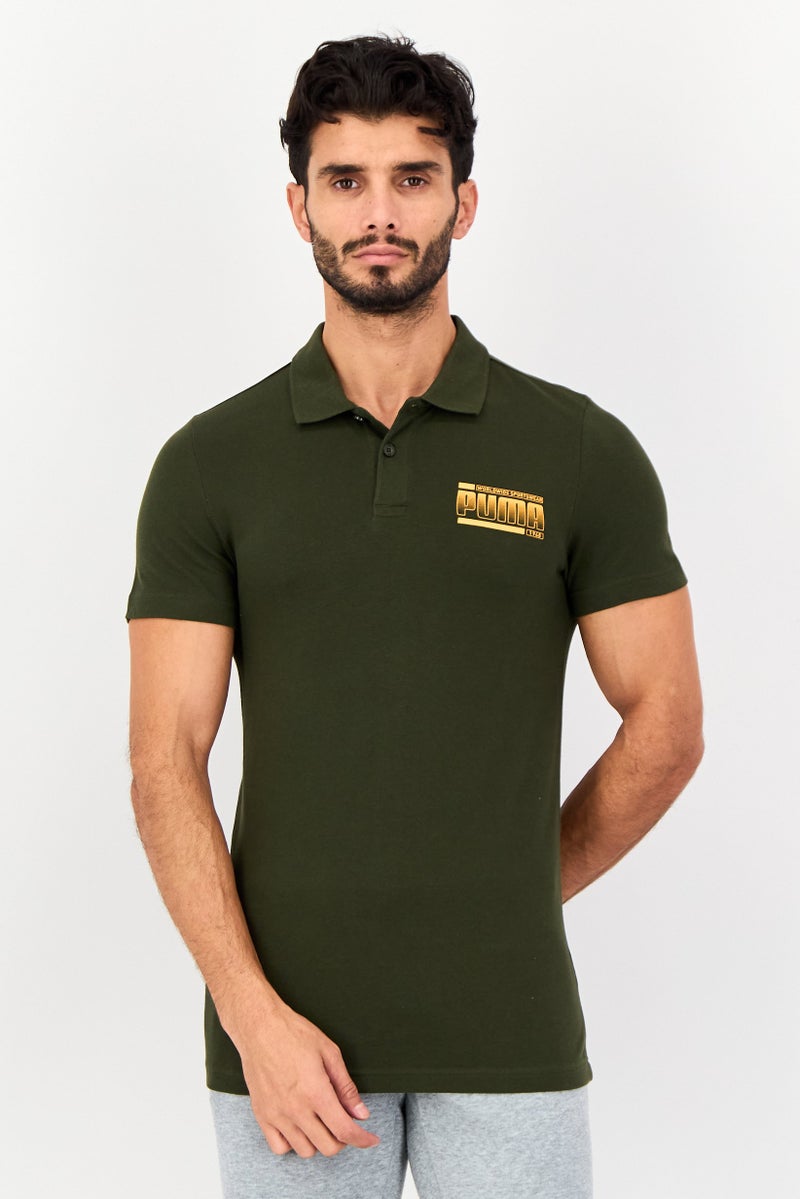 PUMA Men Slim Fit Short Sleeve Outdoor Polo Shirt, Olive - Image 1