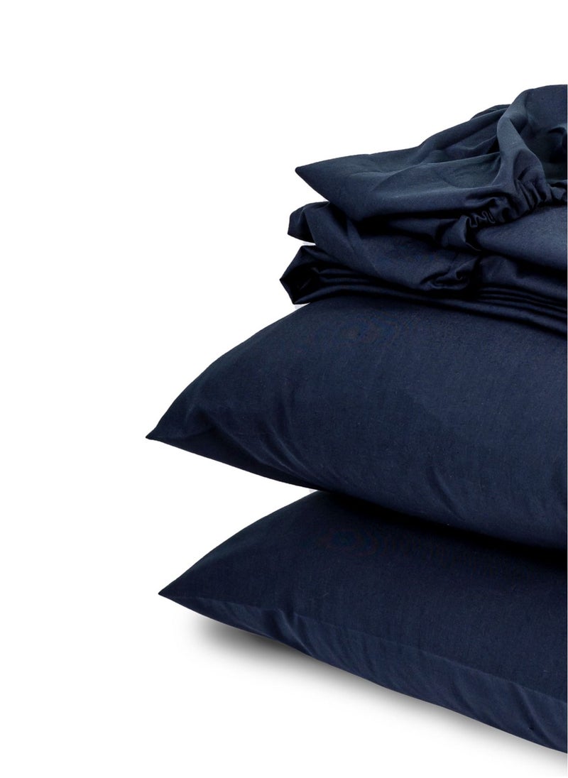 Home of linens طقم شرشف مثبت أزرق داكن 160x200  - Image 3