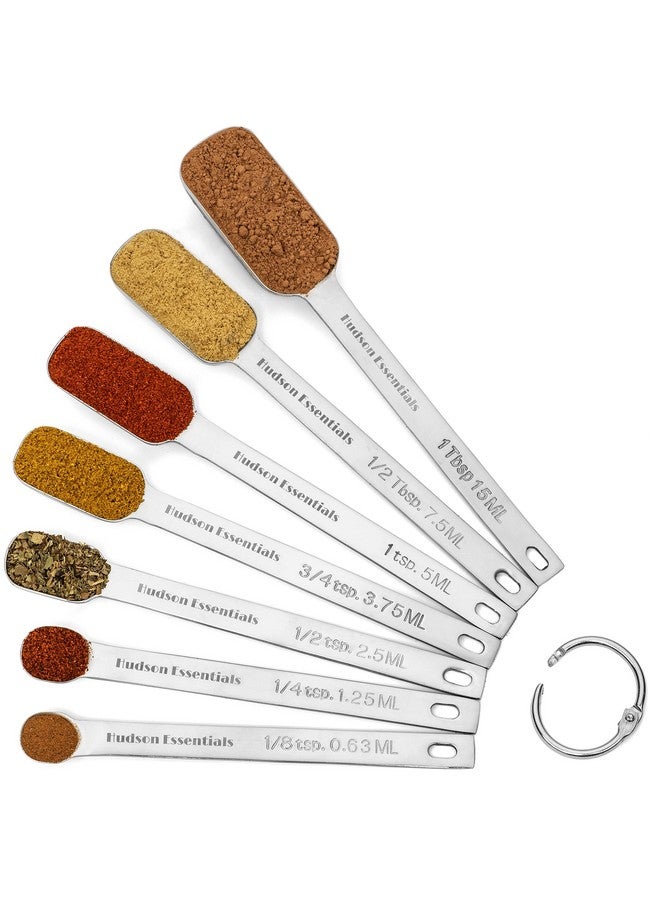 Hudson Essentials Stainless Steel Measuring Spoons Set for Dry or Liquid - Fits in Spice Jars - Set of 7 - Image 1