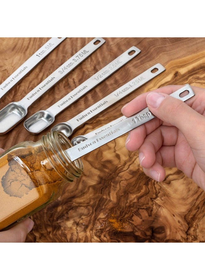 Hudson Essentials Stainless Steel Measuring Spoons Set for Dry or Liquid - Fits in Spice Jars - Set of 7 - Image 2