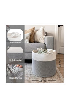 Goodpick Goodpick Toy Storage Basket, Baby Laundry Basket 15 x 14.2 Inches, Small Laundry Basket for Clothes, Nursery Basket for Toys, Soft Woven Basket for Storage, Grey  - Image 2