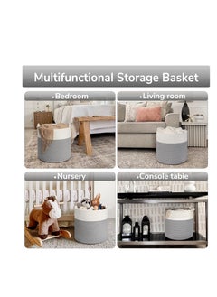 Goodpick Goodpick Toy Storage Basket, Baby Laundry Basket 15 x 14.2 Inches, Small Laundry Basket for Clothes, Nursery Basket for Toys, Soft Woven Basket for Storage, Grey  - Image 3