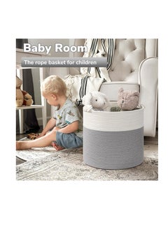 Goodpick Goodpick Toy Storage Basket, Baby Laundry Basket 15 x 14.2 Inches, Small Laundry Basket for Clothes, Nursery Basket for Toys, Soft Woven Basket for Storage, Grey  - Image 5