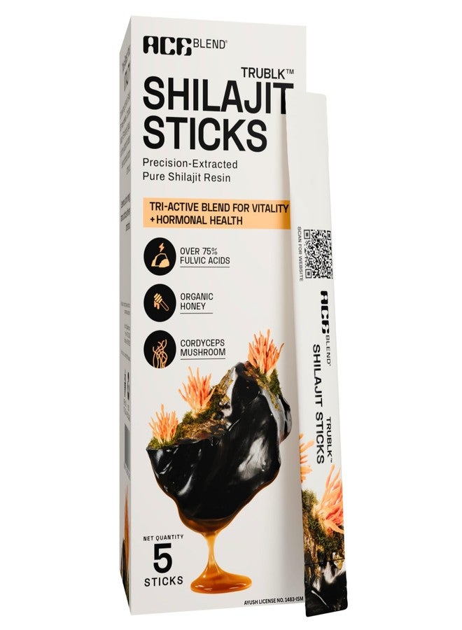 Ace Blend 400mg TRUBLK Shilajit Sticks (5 Servings) | 120mg Cordyceps Mushroom & Organic Honey | Over 75% Fulvic Acid & 80+ Trace Minerals | For Strength & Performance | High Absorption | Men & Women - Image 1