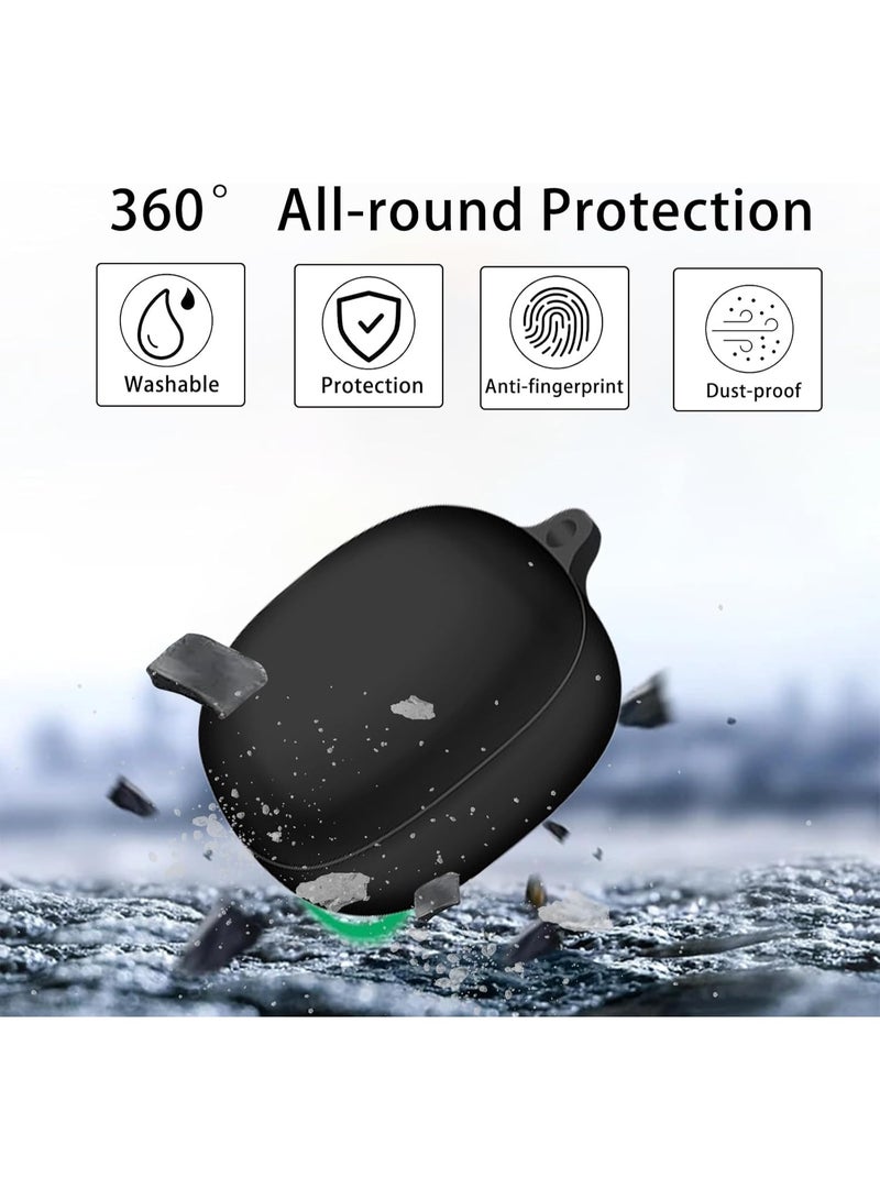 Compatible for Anker Soundcore Liberty 4 Pro Case, Soft Silicone Shockproof Protective Cover with Carabiner, Scratch-Resistant Lightweight Earbuds Sleeve for Anker Soundcore Liberty 4 Pro – Black - Image 3