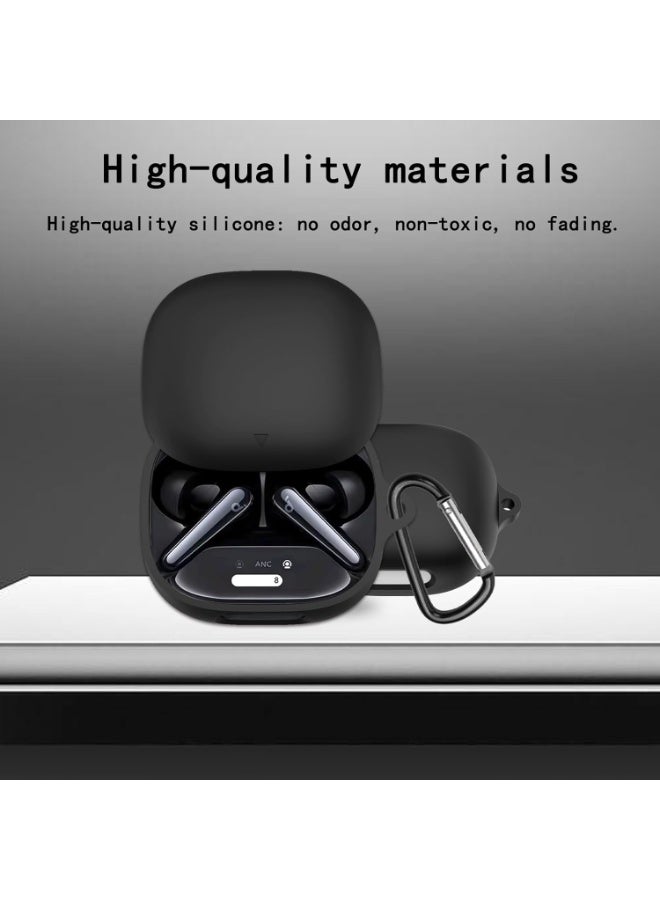 Compatible for Anker Soundcore Liberty 4 Pro Case, Soft Silicone Shockproof Protective Cover with Carabiner, Scratch-Resistant Lightweight Earbuds Sleeve for Anker Soundcore Liberty 4 Pro – Black - Image 2