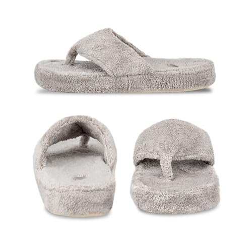 Acorn Women's Spa Thong Slippers with Cloud Contour Comfort - Arch Support and Plush Fluffy Terry Lining, Perfect for Beach, Camping, Poolside, or Bathroom Wear, Grey, 6.5 - 7.5 - Image 4